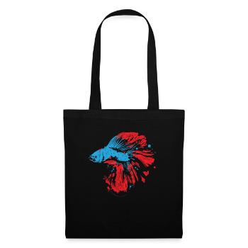 Betta Splendens Graffiti Siamesischer Kampffisch - Stoffbeutel - Schwarz - Vorne