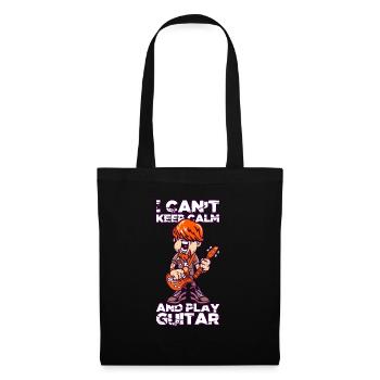 I Can't Keep Calm And Play Guitar Musik Geschenk - Stoffbeutel - Schwarz - Vorne