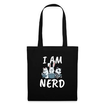 Nerd Read Video Game Internet Rabbit Cat Panda - Tote Bag - black - Front