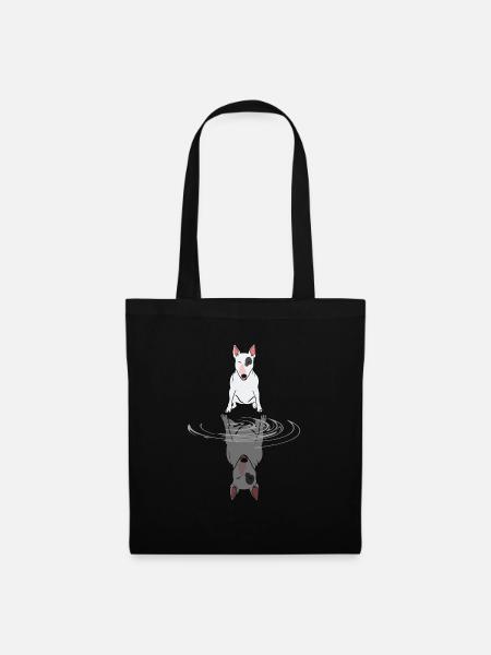 Bullterrier Wasser Spiegelung Hund Lustig Geschenk - Stoffbeutel - Schwarz