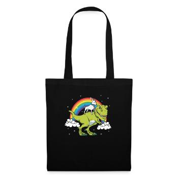 Bullterrier Hund T-Rex Dinosaurier Dino Lustig Ges - Stoffbeutel - Schwarz - Vorne