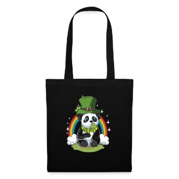 Panda Bear St Patricks Day cadeau bière arc-en-ciel - Sac en tissu - noir - Devant