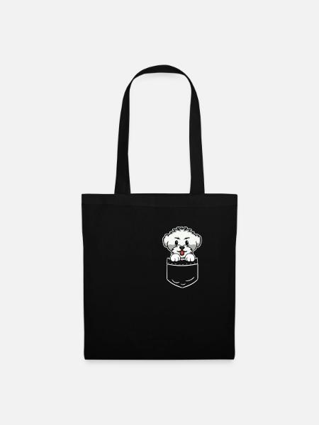 Malteser Hund Pocket Tasche Geschenk - Stoffbeutel - Schwarz