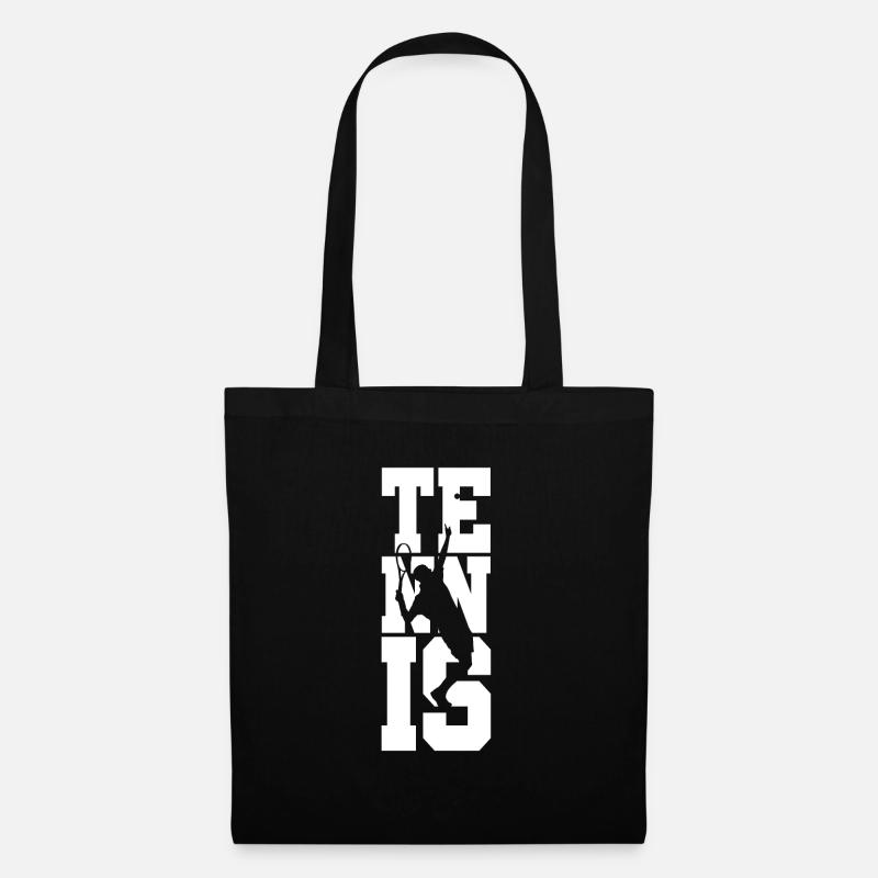 Text Spruch Tennis Aufschlag Geschenk - Stoffbeutel - Schwarz