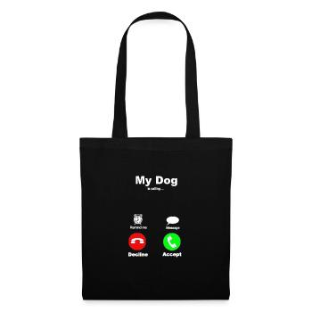 My Dog Mobile calling Phone Telefon Handy Hund - Stoffbeutel - Schwarz - Vorne