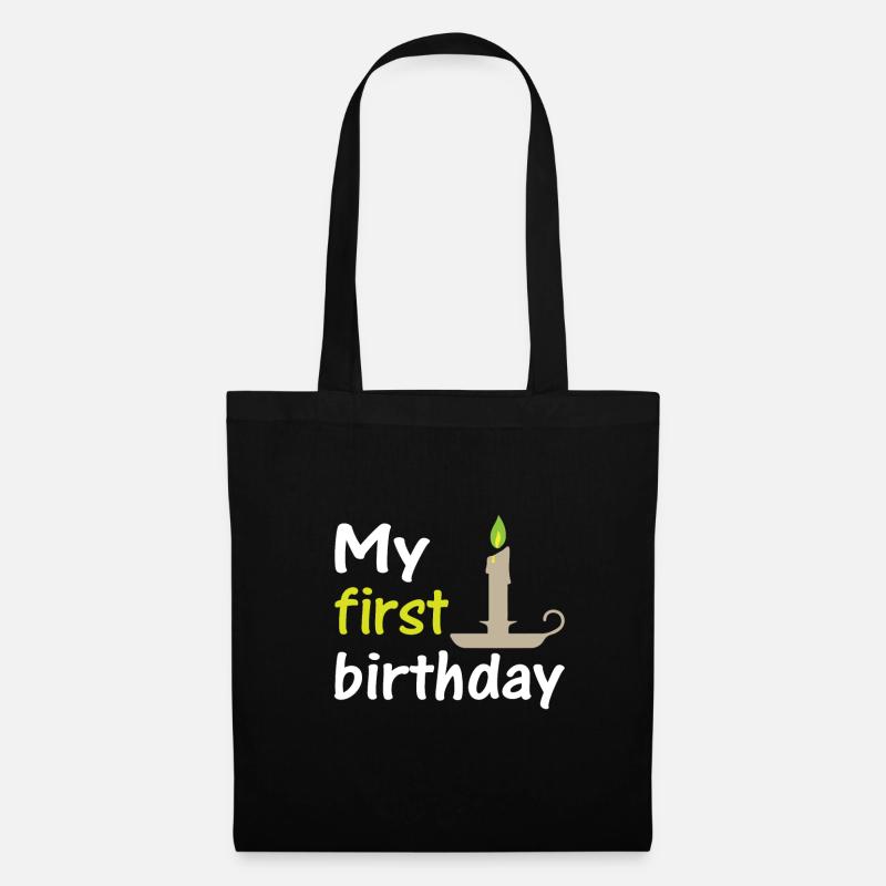 My first Birthday, mein erster Geburtstag - Stoffbeutel - Schwarz