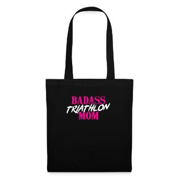 Badass Triathlon Mom Geschenk Triathlet Mutter - Stoffbeutel - Schwarz - Vorne