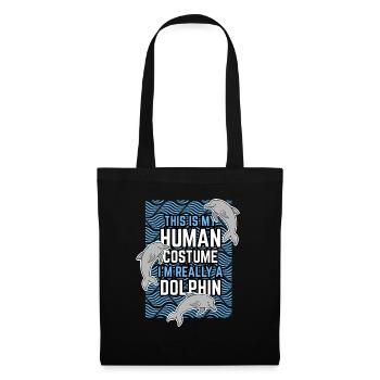 Idée cadeau dauphin - Sac en tissu - noir - Devant