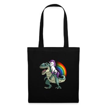 Unicorn rides on T-Rex rainbow gift - Tote Bag - black - Front