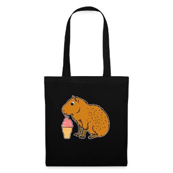 Capybara Eiscreme - Stoffbeutel - Schwarz - Vorne