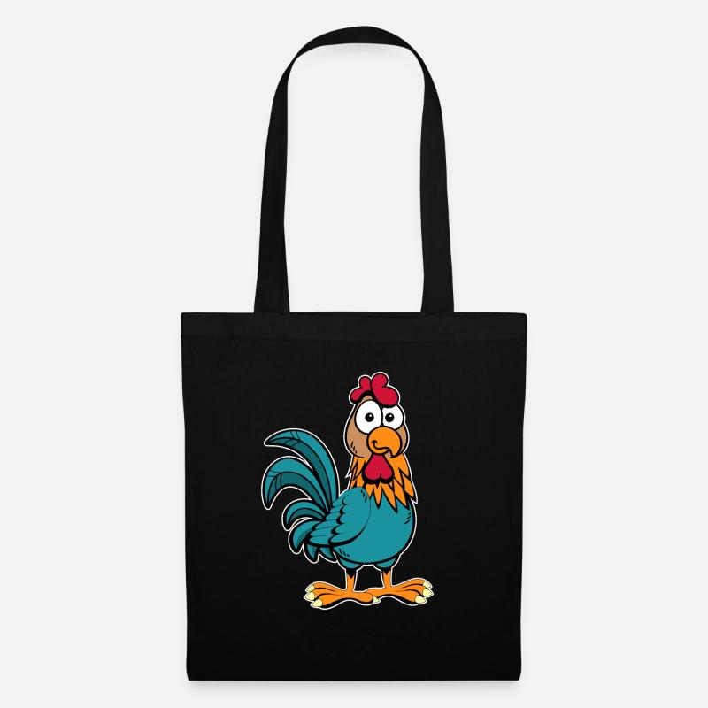 Hahn Huhn - Stoffbeutel - Schwarz