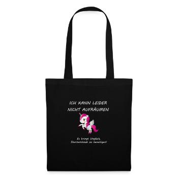 Einhorn Sternenstaub Aufräumen Geschenk - Stoffbeutel - Schwarz - Vorne