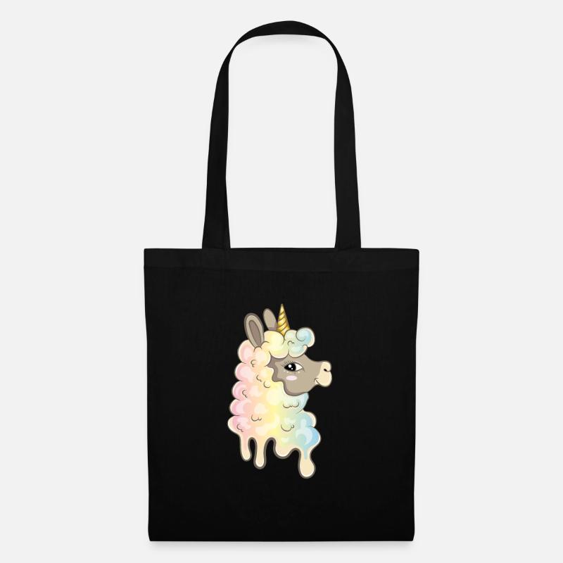 Alpaka Einhorn Unicorn - Stoffbeutel - Schwarz