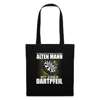 Darts Dartboard Dart | Geschenkidee Opa Rentner - Stoffbeutel - Schwarz - Vorne