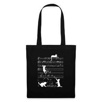 Clef de musique chaton chat musical - Sac en tissu - noir - Devant