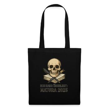 Matura überlebt Shirt – Skull Design 2025 - Stoffbeutel - Schwarz - Vorne