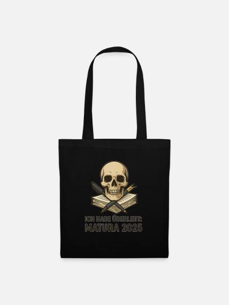 Matura überlebt Shirt – Skull Design 2025 - Stoffbeutel - Schwarz
