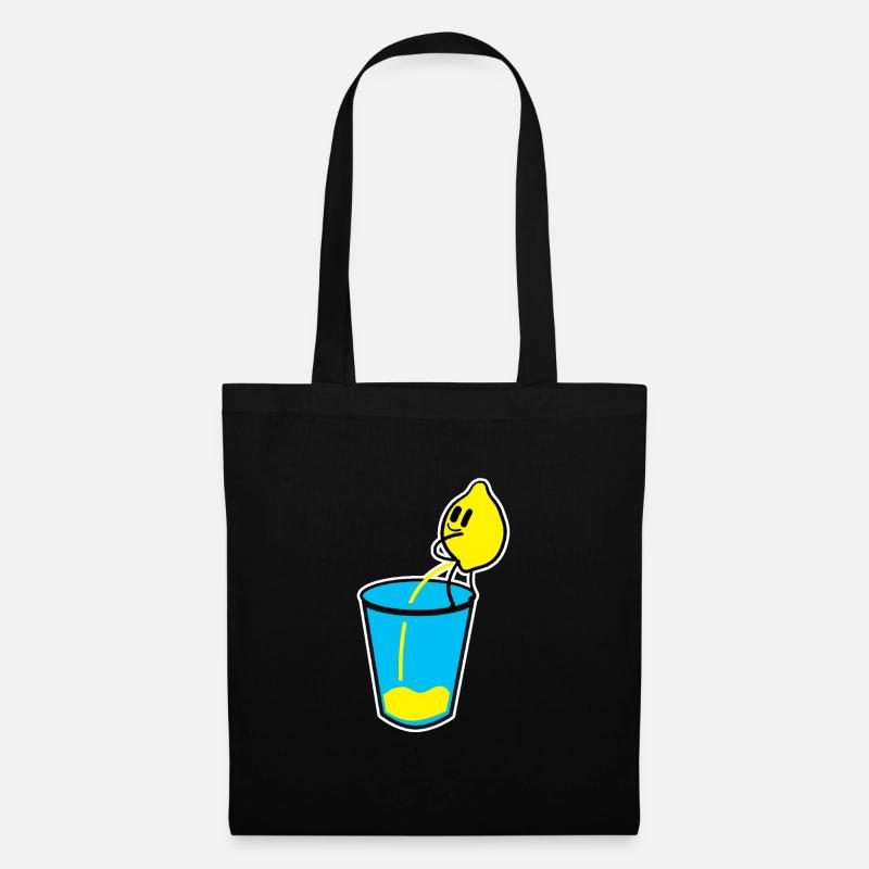 Glas Trinken Zitrone Früchte Gesundes Essen Snack Geschenk - Stoffbeutel - Schwarz