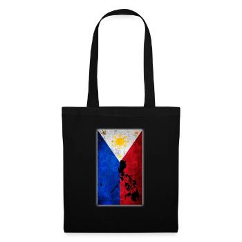 Philippinische Flaggenkarte Pilipinas Tagalog Filipino - Stoffbeutel - Schwarz - Vorne