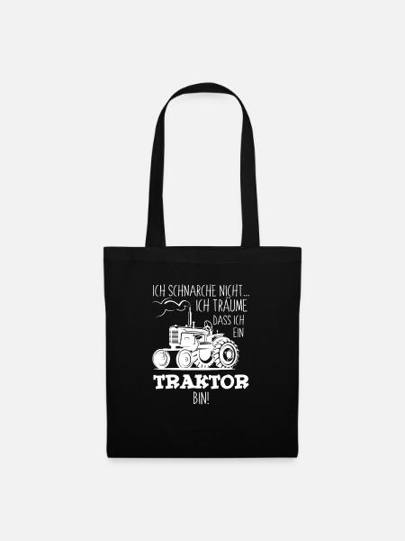 Ich schnarche nicht ich träume ich bin Traktor - Stoffbeutel - Schwarz