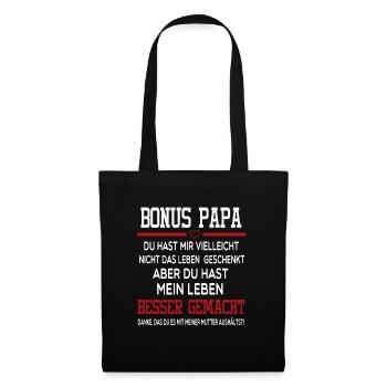 Stiefvater Bonus Papa Geschenk - Stoffbeutel - Schwarz - Vorne