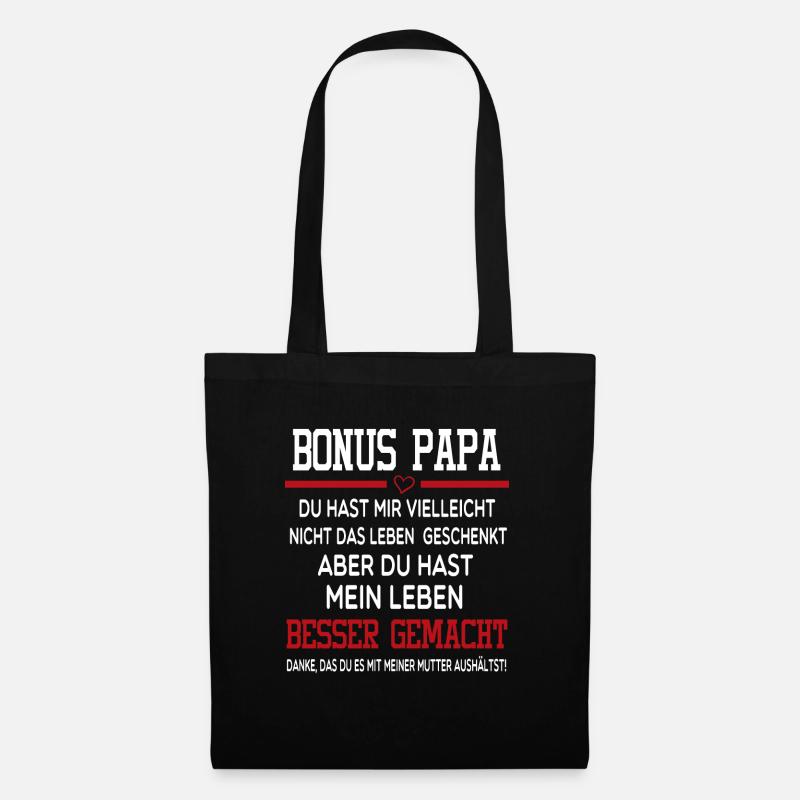 Stiefvater Bonus Papa Geschenk - Stoffbeutel - Schwarz