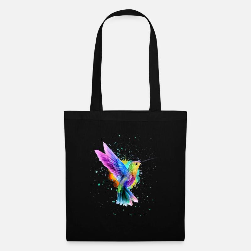 Kolibri Aquarell Graffiti - Stoffbeutel - Schwarz