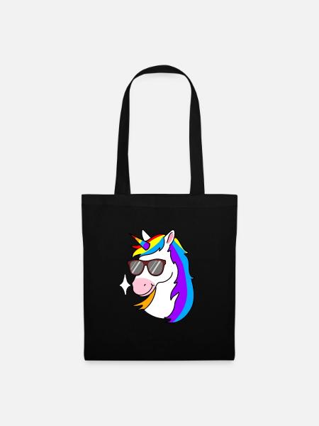 Cooles Einhorn - Stoffbeutel - Schwarz