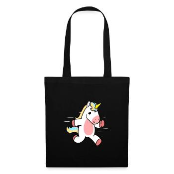 rennendes Einhorn - Stoffbeutel - Schwarz - Vorne