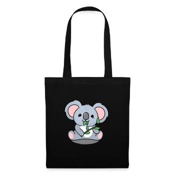 Koala der Blätter isst - Stoffbeutel - Schwarz - Vorne