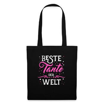Beste Tante de Welt - Tante - Tanten - coole Tante - Stoffbeutel - Schwarz - Vorne