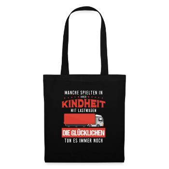 Manche spielten in Kindheit mit Lastwagen LKW Fahr - Stoffbeutel - Schwarz - Vorne