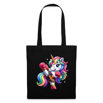 Niedliches Muay Thai Einhorn - Stoffbeutel - Schwarz - Vorne