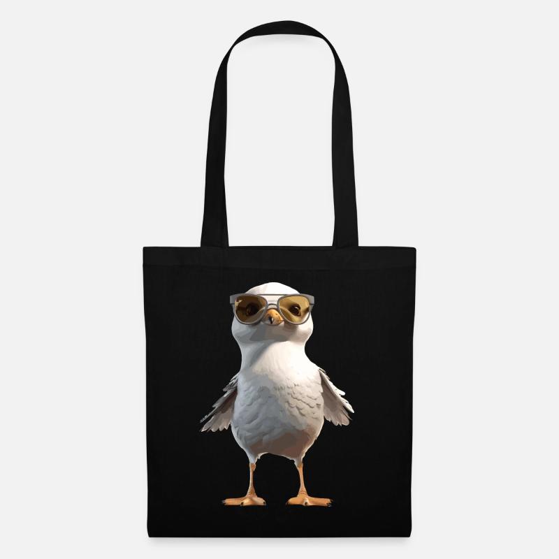 Möwe mit Sonnenbrille Cool Süß Sommer Urlaub - Stoffbeutel - Schwarz
