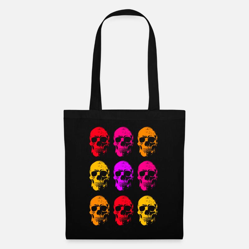 Colored Linear Skull Art - Tote Bag - black