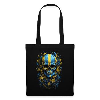 Ukrainian Patriot: Flag & Skull - Tote Bag - black - Front
