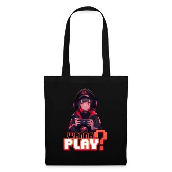 Gamer Girl will spielen – Anime Shirt - Stoffbeutel - Schwarz - Vorne