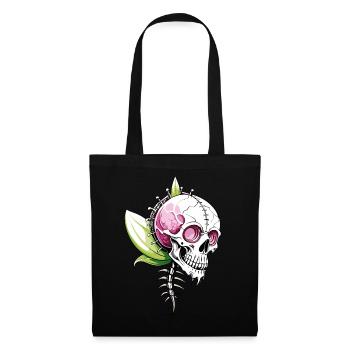 Orchid Skull // Skull Orchid / Flower FS0147 - Tote Bag - black - Front