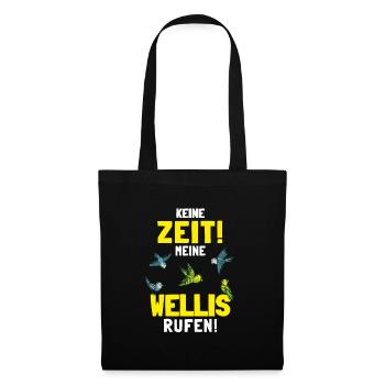 Wellensittich Sittiche Welli Figur Sittichhalter - Stoffbeutel - Schwarz - Vorne