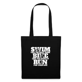 Swim Bike Run Lustiger Triathlon Triathlet - Stoffbeutel - Schwarz - Vorne