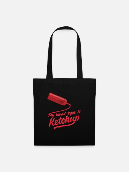 Meine Blutgruppe ist Ketchup lustiger Ketchup - Stoffbeutel - Schwarz