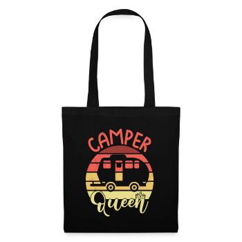 Camper Queen Camping Mom RV Cool Mütter Tag Retro - Stoffbeutel - Schwarz - Vorne