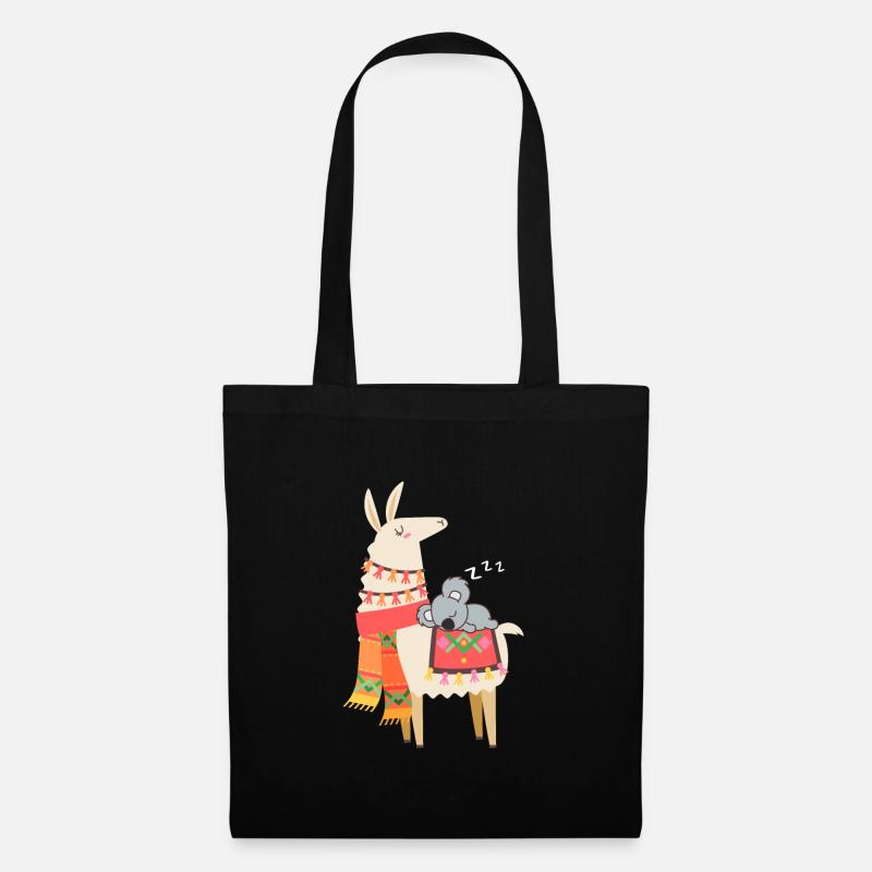 Cute Koala Sleeping On Llama Gift - Tote Bag - black