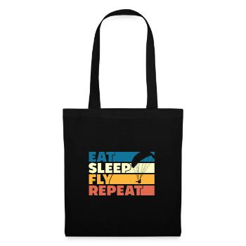 Eat Sleep Fly Repeat Retro Style - Stoffbeutel - Schwarz - Vorne