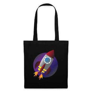 Fusée vaisseau spatial espace enfants enfants voyage dans l'espace - Sac en tissu - noir - Devant