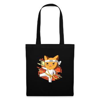 Karate Katze - Stoffbeutel - Schwarz - Vorne