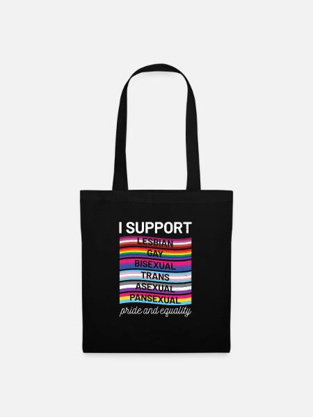 I Support Lesbian Gay Bisexual Trans Asexual Panse - Stoffbeutel - Schwarz