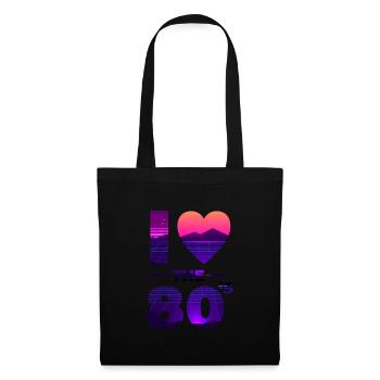 I Love The 80s Liebe Vintage Herz Geschenk - Stoffbeutel - Schwarz - Vorne