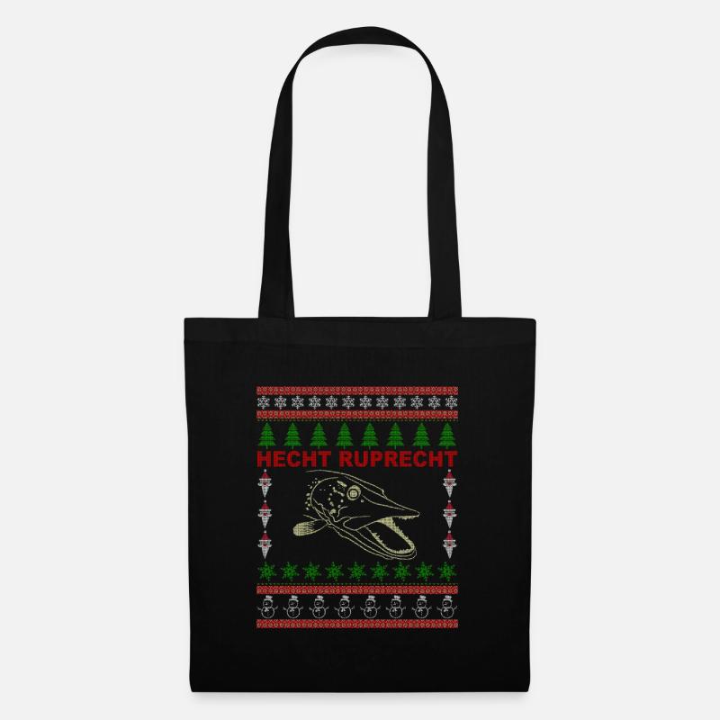 Hecht Ruprecht - Angler Geschenk, Ugly Christmas - Stoffbeutel - Schwarz