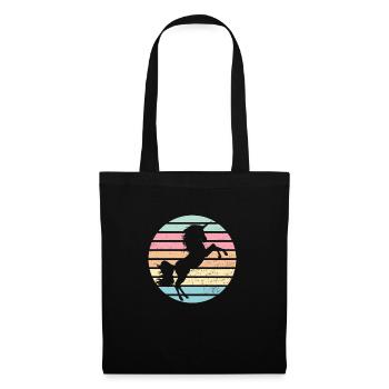 Rétro vintage licorne arc-en-ciel Unicorn - Sac en tissu - noir - Devant